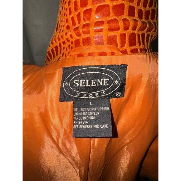Selene Retro Faux Crocodile Print Copper Trench Sz L - Picture 6 of 7